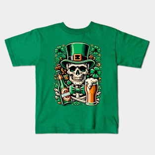 Skull and Beer St Patricks Day Kids T-Shirt